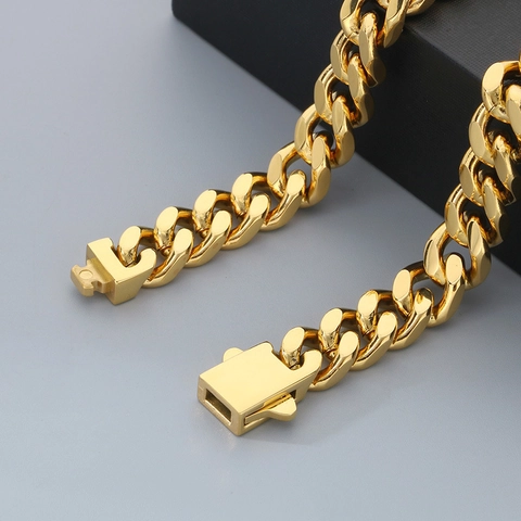 Pulsera De Cadena Cubana Para Hombre Acero Inoxidable Estilo Hip Hop Punk Cadena De Metal Plana Pulida Regalo