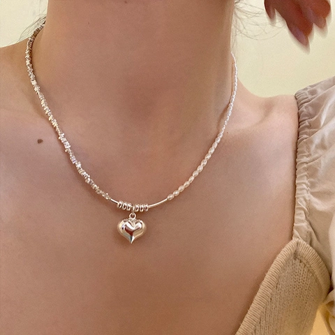 Süßwasserperle Herz Anhänger Halskette 925 Silber Perlenkette Choker Für Damen Mädchen Geschenk Ins Stil Hochwertiger Schmuck