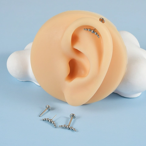 Labret De Acero Inoxidable Racimo Multi Bolas Curvo Piercing Labio Cartílago Oreja Joyería Corporal Sin Rosca Unisex Estilo Simple