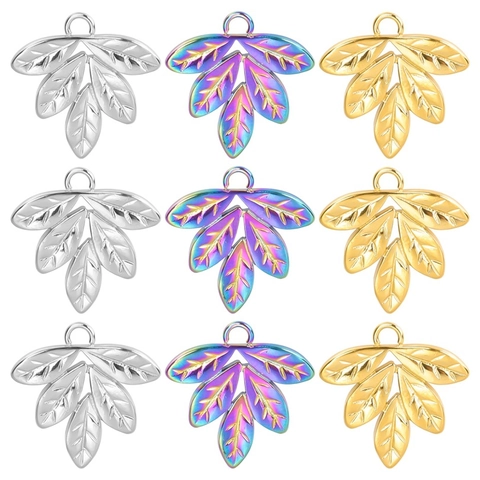 Colgantes De Hoja De Acero Inoxidable Para Hacer Joyas DIY Dijes De Hoja De Árbol Accesorios De Moda Para Mujer