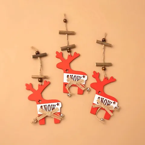Weihnachts Rentier Hänger Holz Rentier Anhänger Mit Jute Schleife Glocke Snow Buchstaben Feiertag Baum Deko