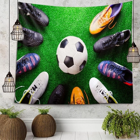Soccer Tapestry Polyester Football Field Wall Hanging Sports Style Decor For Boys Bedroom Dorm Room