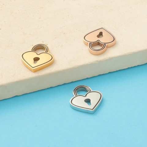 Heart Padlock Pendant Charms Stainless Steel Mirror Polished Lock For DIY Necklace Bracelet Jewelry Making Accessories