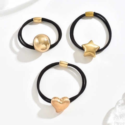 Vintage Minimalistische Metalen Legering Hart Bal Ster Hanger Haar elastiekjes Hoge Elasticiteit Haarbanden Voor Vrouwen