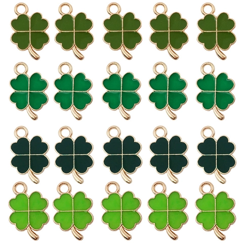 Enamel Four Leaf Clover Charms Zinc Alloy Shamrock Pendants Jewelry Making DIY Bracelet Necklace Earrings Accessory