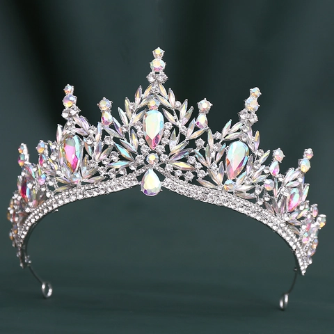 Elegant Crystal Floral Bridal Crown Alloy Rhinestone Tiara Headpiece For Women Wedding Pageant Party Hair Jewelry Fashion