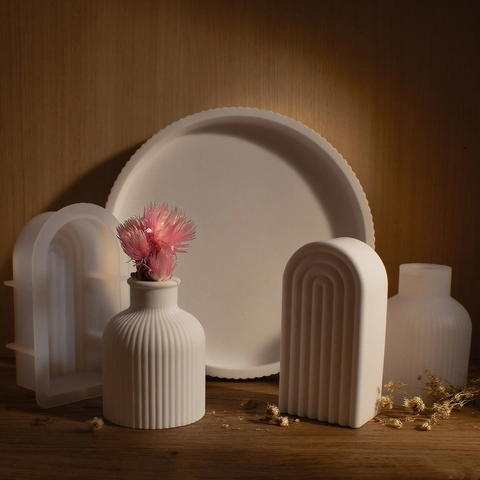Striped Tray Vase Arch Silicone Molds For DIY Resin Plaster Craft Home Decoration Modern Minimalist