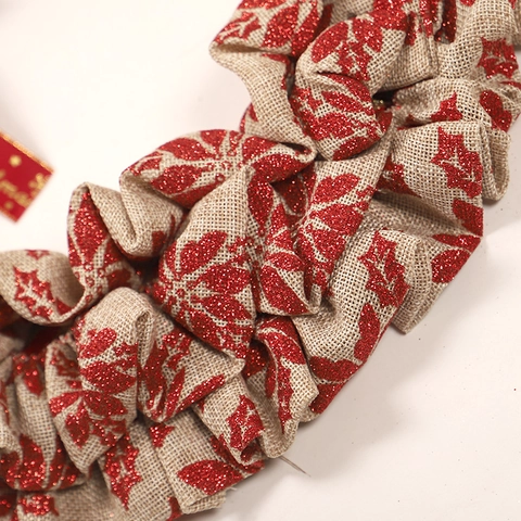 Corona Di Natale Decorazione Pigne Artificiali Bacche Rosse Quadri Iuta Fiocco Porta Parete Sospesa Ornamento