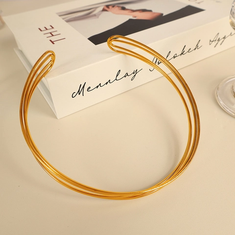 Minimalistische Titanium Staal Meerlaagse Open Halsband Voor Vrouwen Geometrische C-Vormige Choker Mode Sieraden Cadeau