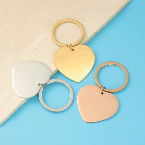 Heart Shaped Keychain Mirror Polished 304 Stainless Steel Glossy Bag Charm Pendant Fashion Jewelry Accessory