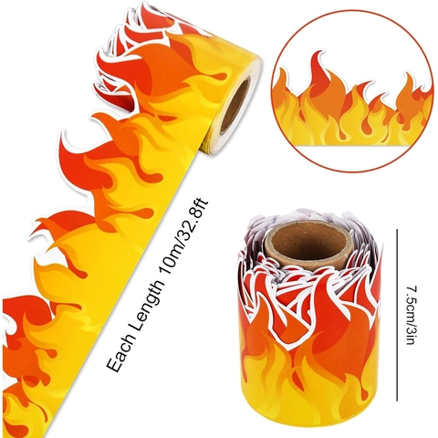 Flame Bulletin Board Borders Fire Pattern Classroom Decoration Stickers For Blackboard Whiteboard Back To School Self Adhesive Paper
