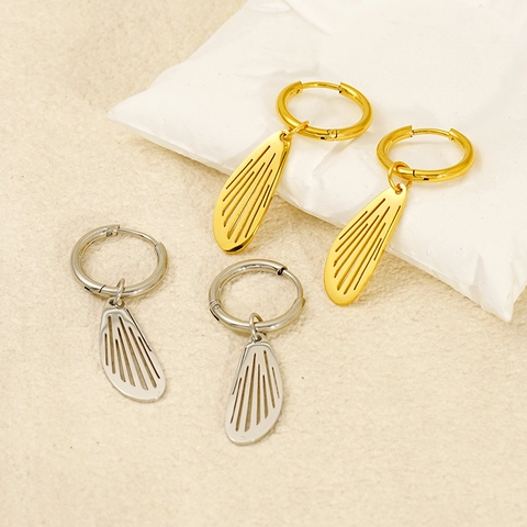 Pendientes De Aro Con Alas Huecas De Acero Inoxidable Para Mujer Chapados En Oro De 18K Diseño De Nicho Joyería Minimalista