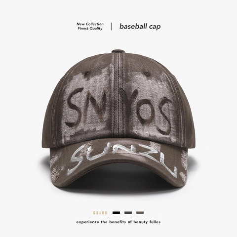 Gorra De Béisbol De Algodón Lavado Retro Distressed Graffiti Letras Street Style Ajustable Unisex