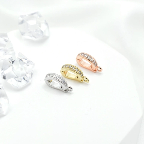 Copper 18K Gold Plated Zirconia Pendant Bail Connector Water Drop Shaped DIY Jewelry Finding For Necklace Bracelet Making