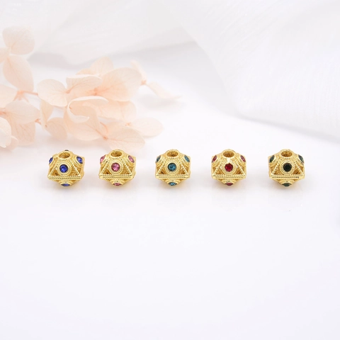 Hollow Square Copper Beads 18K Gold Plated With Colorful Zircon For DIY Bracelet Necklace Jewelry Making Geometric