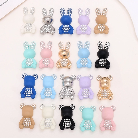 Dijes De Joyería DIY Oso Conejo Dibujos Animados Accesorios Decorativos Aleación Strass Para Funda De Teléfono Zapatos Estilo Lindo