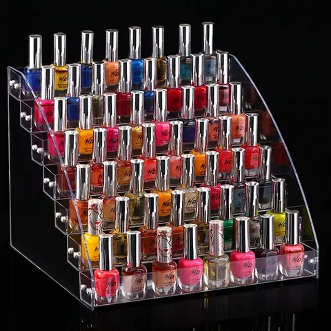 Acryl Nagellack Display Regal Transparent Gestuft Makeup Organisator Ständer Desktop Aufbewahrung Für Kosmetik