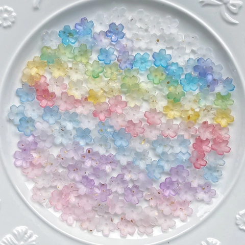 Cuentas De Flores De Acrílico Degradado Bicolor Con Pan De Oro Mate Translúcido Para Bricolaje