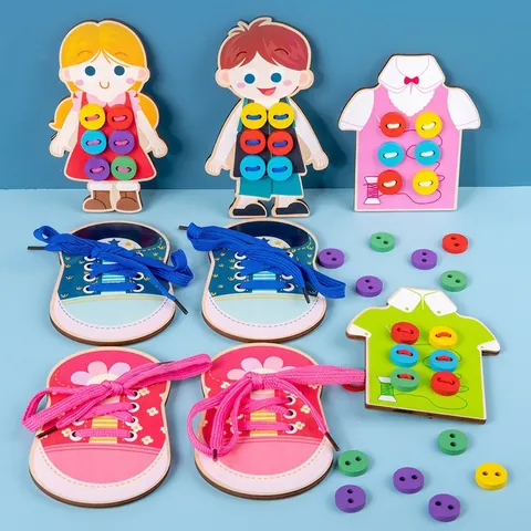 Giocattoli In Legno Montessori Imparare A Allacciare Le Scarpe Tavola Educativa Per Bambini Motricità Fine Attività Didattiche