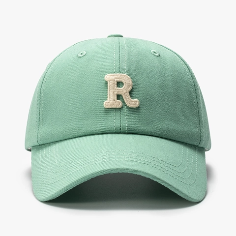 Casquette De Baseball En Coton Broderie Lettre R Visière Courbée Ajustable Décontracté Protection Solaire Unisexe