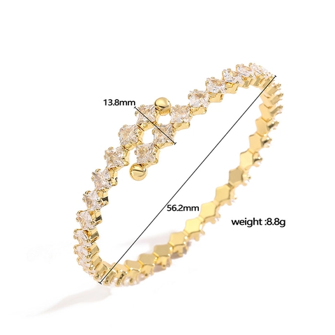 Brazalete Multicapa De Cobre Para Mujer Con Circón Irregular Diamantes De Imitación Joyería De Lujo Elegante Y Apilable