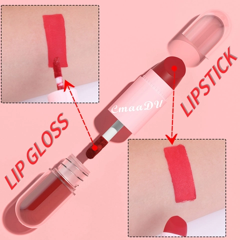 CmaaDu Doppelendiges Design 2 In 1 Matter Lippenstift Und Lipgloss Set Wasserfest Langanhaltend Gesichtsbemalung Für Bühne Halloween Party