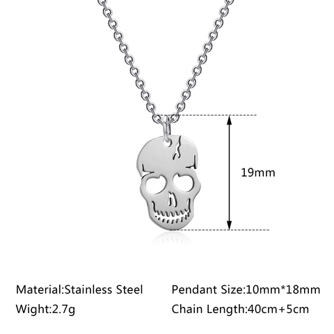 Collana con Ciondolo a Teschio in Acciaio Inossidabile Gotico per Donna Punk Hollow Design Geometrico Gioielli Minimalisti