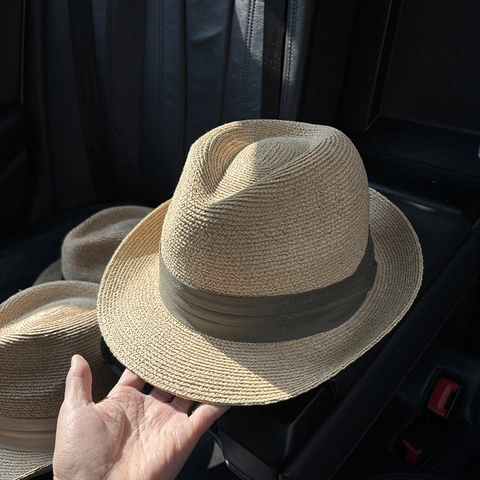 Cappello Fedora 100% Paglia Di Raffia Traspirante Protezione Solare Viaggio All'aperto Spiaggia Vacanza Stile Jazz Classico Uomo Donna