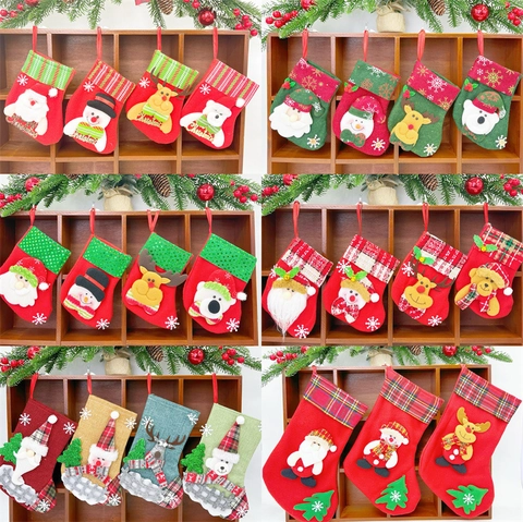 Calze Di Natale Sacchetto Regalo Porta Caramelle Ornamenti Appesi Decorazione Albero Sacco Feltro Babbo Natale Pupazzo Di Neve