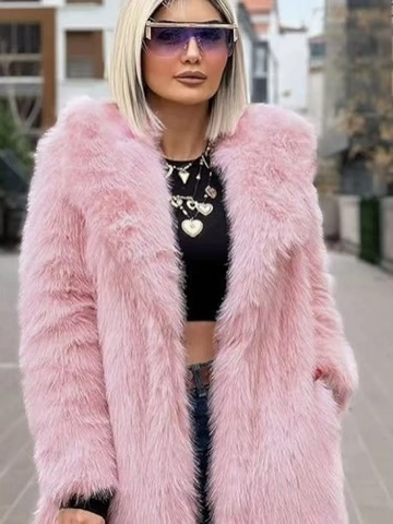 Cappotto Lungo Elegante In Pelliccia Sintetica Da Donna Revers Giacca Volpe Inverno Caldo Peluche Spesso Moda