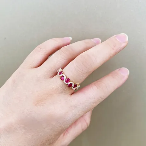 Luxe Mode Golf Koperen Gekleurde Strass Open Ring Voor Vrouwen Verstelbare Lichte Luxe Korund Spinel Sieraden Cadeau