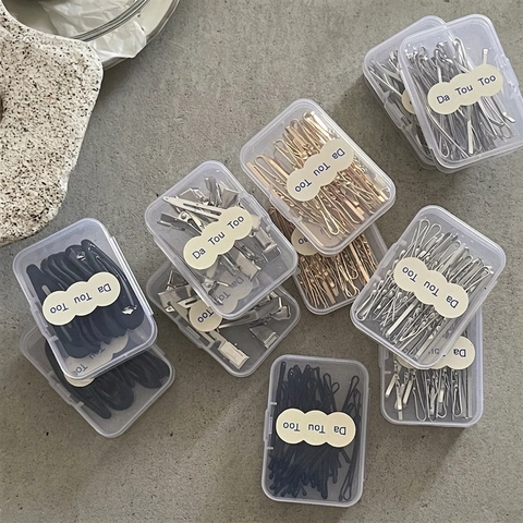 Pinzas Para El Pelo De Metal Pasadores Pinzas De Cocodrilo Clips BB Con Caja De Almacenamiento Mujeres Estilo Coreano Minimalista