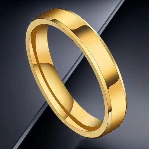 Minimalist Polished Stainless Steel Ring Beveled Edge Smooth Band For Men Women Couple Fashion Jewelry