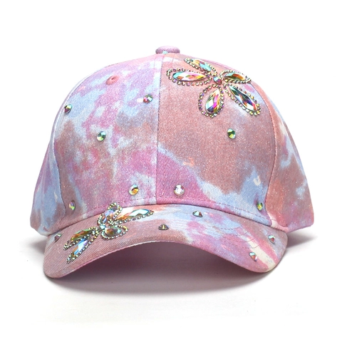 Kinder Strass Blume Baseballkappe Mode Batiken Verstellbar Baumwollmischung Sonnenhut Für 4-10 Jahre Jungen Mädchen