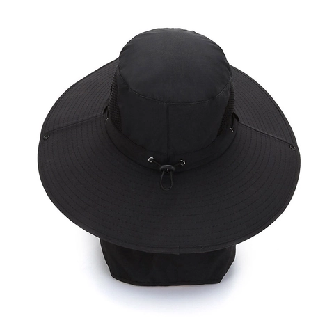 Men Outdoor Sun Hat UV Protection Fishing Hat With Removable Face Mask And Neck Flap Polyester Wide Brim Bucket Hat Hiking