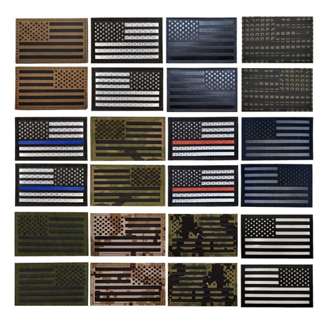 Tactical US Flag Morale Patch Infrared Reflective Hook And Loop Laser Cut Military Apparel Accessory Nylon Cloth