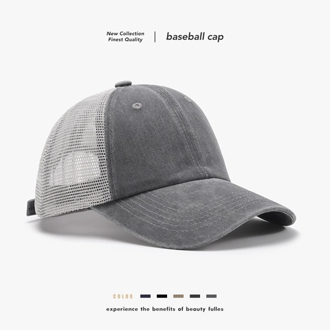 Cappello Trucker In Cotone Lavato Unisex Vintage Regolabile Rete Traspirante Protezione Solare Sport All Aperto Casual