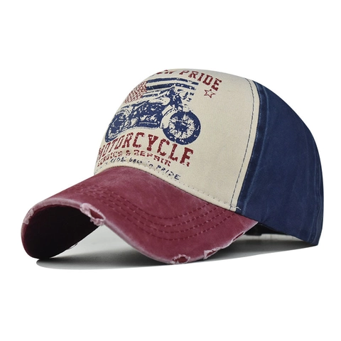 Cappello Da Baseball In Cotone Lavato Retro Effetto Consumato Stampa Moto Cappello Da Sole Vintage Regolabile Per Uomini E Donne