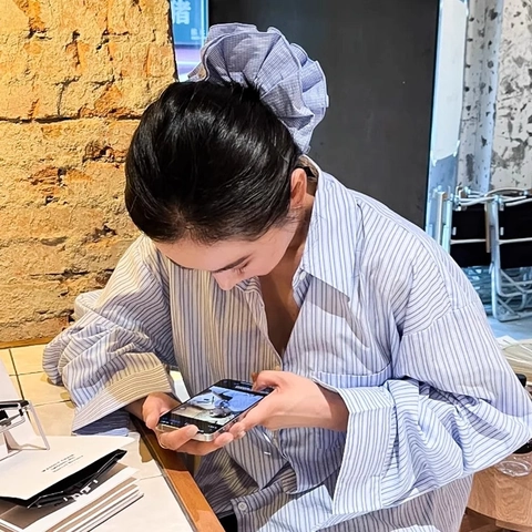 Gingham Scrunchie Blue White Large Pleated Hair Tie Elastic Cotton Fabric Korean Sweet Style For Women