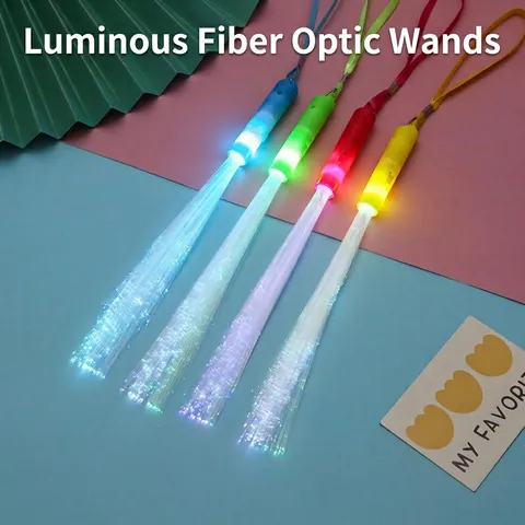 LED Fiber Optic Glow Stick Colorful Flash Light Wand Music Festival Concert Party Cheer Props Night Atmosphere Plastic