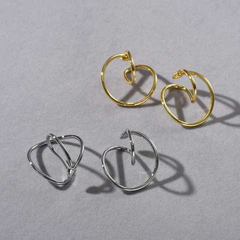 Minimalist Geometric Spiral Ear Cuffs Vintage Brass 18K Gold Plated Non Piercing Clip On Earrings Women Fashion Jewelry