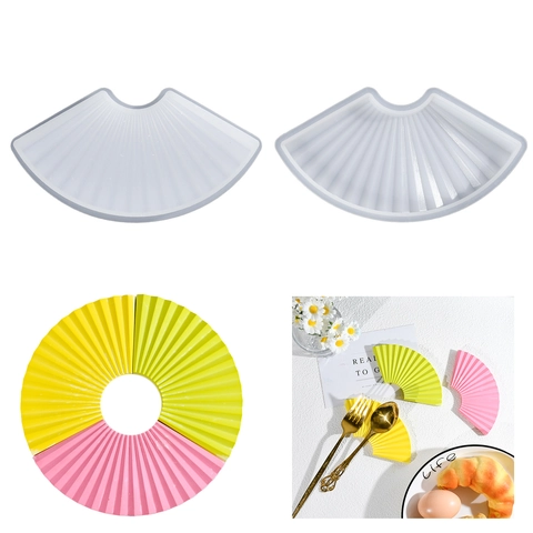 Fan Shaped Silicone Mold Pleated Texture DIY Crafting Tool For Cake Decoration Soap And Resin Handmade Crafts