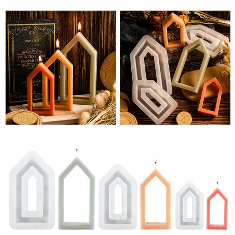 House Shape Silicone Mold Hollow Frame For DIY Candle Plaster Resin Crafting Geometric Aromatherapy Ornament Making