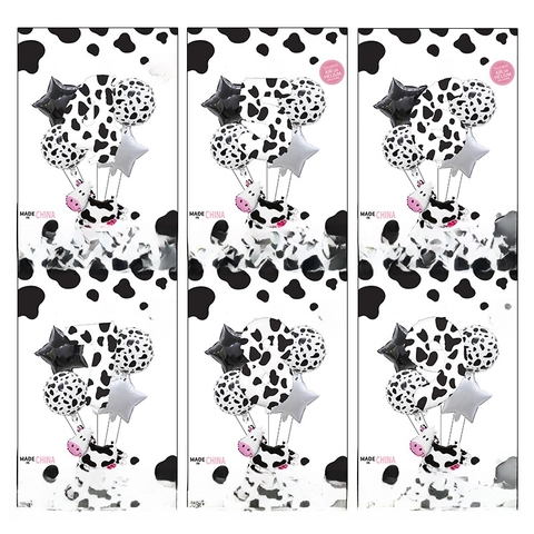 Cow Pattern Number Balloon Cow Shape Star Round Balloons Aluminum Foil Mylar Farm Animal Theme Birthday Party Decor Kids