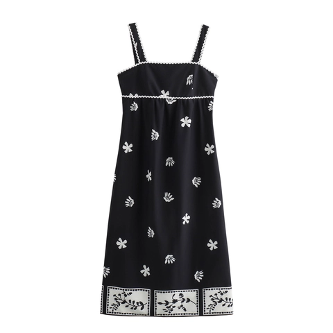 Maxi Jurk Met Bloemenprint Mouwloos Hoge Taille Cami Jurk Met Golvende Kant En Strik Op De Rug Zomervakantie Dames