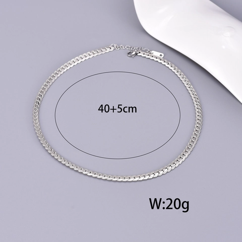 Collar Moderno de Acero de Titanio con Cadena de Hueso de Serpiente Plana para Mujer Hombre Hip Hop Street Style Joyería Pulida