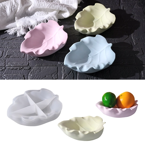 Moule Silicone Forme Feuille DIY Résine Époxy Plâtre Coulée Bol De Rangement Plateau Fruits Décoration Maison