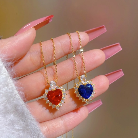 Herz Anhänger Halskette Titanstahl Kette Kupfer Eingelegt Rhinestone Halo Schmuck Geschenk Für Damen