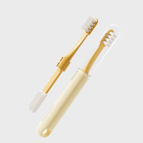 Multifunctional Pet Toothbrush Silicone PP Soft Bristles Oral Cleaning Breath Freshener Portable Case For Cats Dogs