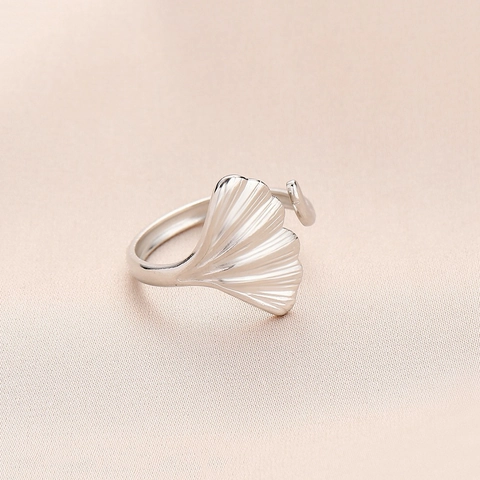 Anillo Aperto Foglia Di Ginkgo Acciaio Al Titanio Placcato Oro Regolabile Design Foglia Gioielli Eleganti Regalo Donna